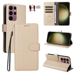 Custodia per telefono in pelle con portafoglio a 3 carte e protezione RFID, con texture litchi., For Galaxy S24 Ultra 5G, For Galaxy S23 FE 5G, For Galaxy S23 Ultra 5G, For Galaxy S23+ 5G