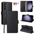 Custodia per telefono in pelle con portafoglio a 3 carte e protezione RFID, con texture litchi., For Galaxy S24 Ultra 5G, For Galaxy S23 FE 5G, For Galaxy S23 Ultra 5G, For Galaxy S23+ 5G