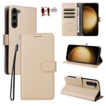 Custodia per telefono in pelle con portafoglio a 3 carte e protezione RFID, con texture litchi., For Galaxy S24 Ultra 5G, For Galaxy S23 FE 5G, For Galaxy S23 Ultra 5G, For Galaxy S23+ 5G