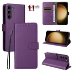 Custodia per telefono in pelle con portafoglio a 3 carte e protezione RFID, con texture litchi., For Galaxy S24 Ultra 5G, For Galaxy S23 FE 5G, For Galaxy S23 Ultra 5G, For Galaxy S23+ 5G