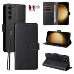 Custodia per telefono in pelle con portafoglio a 3 carte e protezione RFID, con texture litchi., For Galaxy S24 Ultra 5G, For Galaxy S23 FE 5G, For Galaxy S23 Ultra 5G, For Galaxy S23+ 5G