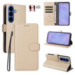 Custodia per telefono in pelle con portafoglio a 3 carte e protezione RFID, con texture litchi., For Galaxy S26 FE 5G, For Galaxy S26+ 5G, For Galaxy S25 FE 5G, For Galaxy S25 Edge 5G