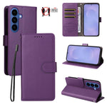 Custodia per telefono in pelle con portafoglio a 3 carte e protezione RFID, con texture litchi., For Galaxy S26 FE 5G, For Galaxy S26+ 5G, For Galaxy S25 FE 5G, For Galaxy S25 Edge 5G