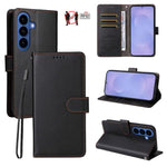 Custodia per telefono in pelle con portafoglio a 3 carte e protezione RFID, con texture litchi., For Galaxy S26 FE 5G, For Galaxy S26+ 5G, For Galaxy S25 FE 5G, For Galaxy S25 Edge 5G