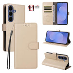 Custodia per telefono in pelle con portafoglio a 3 carte e protezione RFID, con texture litchi., For Galaxy S26 FE 5G, For Galaxy S26+ 5G, For Galaxy S25 FE 5G, For Galaxy S25 Edge 5G