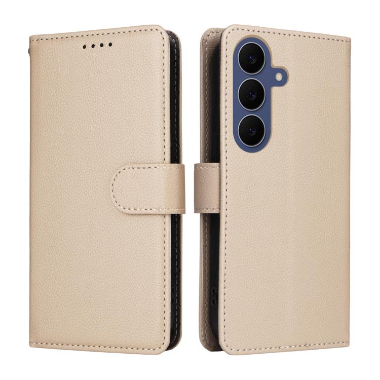 Custodia per telefono in pelle con portafoglio a 3 carte e protezione RFID, con texture litchi., For Galaxy S26 FE 5G, For Galaxy S26+ 5G, For Galaxy S25 FE 5G, For Galaxy S25 Edge 5G