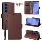 Custodia per telefono in pelle con portafoglio a 3 carte e protezione RFID, con texture litchi., For Galaxy S26 FE 5G, For Galaxy S26+ 5G, For Galaxy S25 FE 5G, For Galaxy S25 Edge 5G