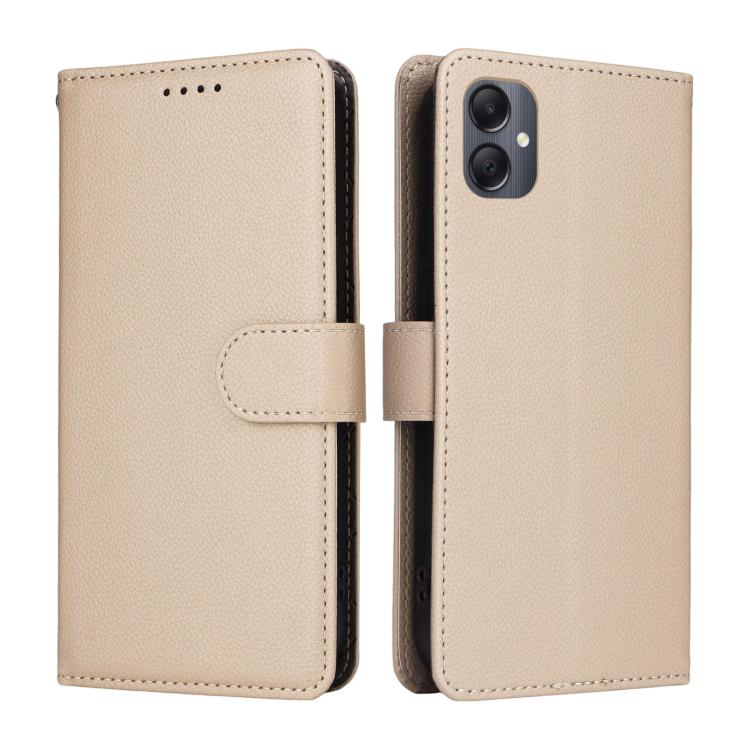 Custodia per telefono in pelle con portafoglio a 3 carte e protezione RFID, con texture litchi., For Samsung Galaxy A05, For Samsung Galaxy A05s, For Samsung Galaxy A25 5G Global, For Samsung Galaxy A24 4G