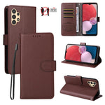 Custodia per telefono in pelle con portafoglio a 3 carte e protezione RFID, con texture litchi., For Samsung Galaxy A54 5G, For Samsung Galaxy A13 4G / 5G, For Samsung Galaxy A53 5G, For Samsung Galaxy A73 5G