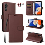 Custodia per telefono in pelle con portafoglio a 3 carte e protezione RFID, con texture litchi., For Samsung Galaxy A23 4G / 5G / F23, For Samsung Galaxy A04e 4G / F04, For Samsung Galaxy A14 4G / 5G, For Samsung Galaxy A34 5G