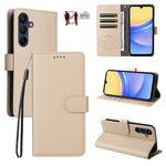 Custodia per telefono in pelle con portafoglio a 3 carte e protezione RFID, con texture litchi., For Samsung Galaxy A36 5G, For Samsung Galaxy A15 4G / 5G, For Samsung Galaxy A55 5G, For Samsung Galaxy A35 5G