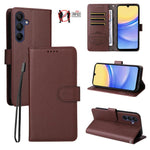 Custodia per telefono in pelle con portafoglio a 3 carte e protezione RFID, con texture litchi., For Samsung Galaxy A36 5G, For Samsung Galaxy A15 4G / 5G, For Samsung Galaxy A55 5G, For Samsung Galaxy A35 5G