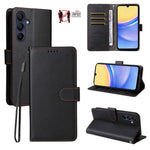Custodia per telefono in pelle con portafoglio a 3 carte e protezione RFID, con texture litchi., For Samsung Galaxy A36 5G, For Samsung Galaxy A15 4G / 5G, For Samsung Galaxy A55 5G, For Samsung Galaxy A35 5G