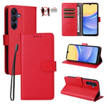 Custodia per telefono in pelle con portafoglio a 3 carte e protezione RFID, con texture litchi., For Samsung Galaxy A36 5G, For Samsung Galaxy A15 4G / 5G, For Samsung Galaxy A55 5G, For Samsung Galaxy A35 5G