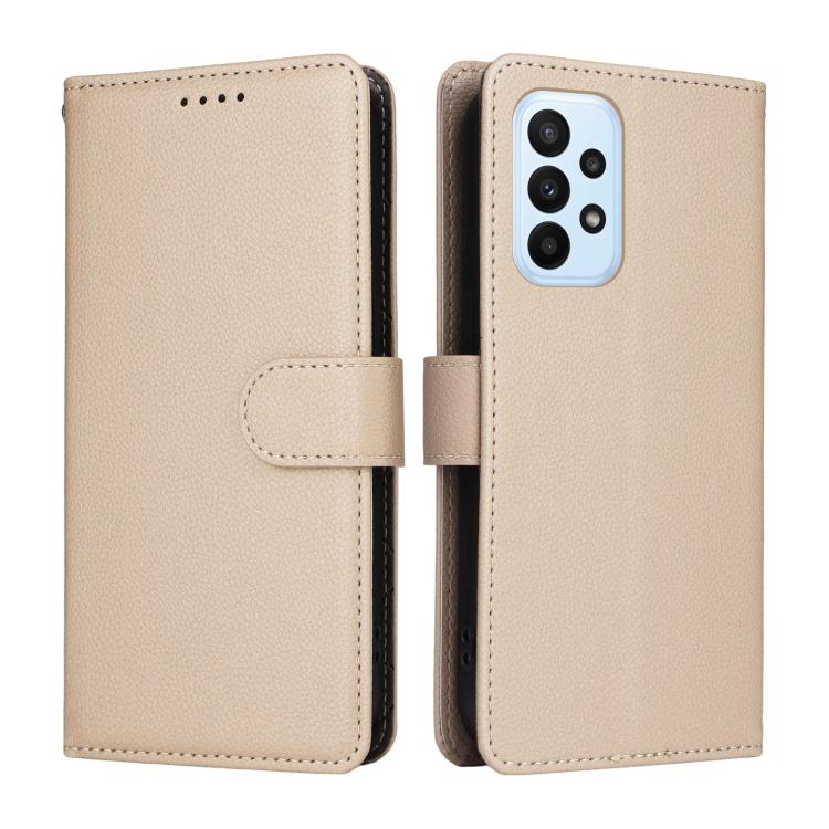 Custodia per telefono in pelle con portafoglio a 3 carte e protezione RFID, con texture litchi., For Samsung Galaxy A23 4G / 5G / F23, For Samsung Galaxy A04e 4G / F04, For Samsung Galaxy A14 4G / 5G, For Samsung Galaxy A34 5G