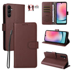 Custodia per telefono in pelle con portafoglio a 3 carte e protezione RFID, con texture litchi., For Samsung Galaxy A05, For Samsung Galaxy A05s, For Samsung Galaxy A25 5G Global, For Samsung Galaxy A24 4G