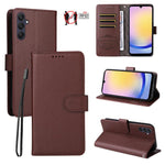 Custodia per telefono in pelle con portafoglio a 3 carte e protezione RFID, con texture litchi., For Samsung Galaxy A05, For Samsung Galaxy A05s, For Samsung Galaxy A25 5G Global, For Samsung Galaxy A24 4G
