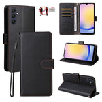 Custodia per telefono in pelle con portafoglio a 3 carte e protezione RFID, con texture litchi., For Samsung Galaxy A05, For Samsung Galaxy A05s, For Samsung Galaxy A25 5G Global, For Samsung Galaxy A24 4G