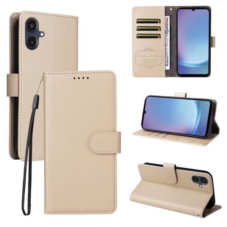 Custodia per telefono in pelle con portafoglio a 3 carte e protezione RFID, con texture litchi., For Galaxy A57 5G, For Galaxy A37 5G, For Galaxy A27 5G, For Samsung Galaxy A25e