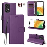 Custodia per telefono in pelle con portafoglio a 3 carte e protezione RFID, con texture litchi., For Samsung Galaxy A33 5G