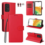 Custodia per telefono in pelle con portafoglio a 3 carte e protezione RFID, con texture litchi., For Samsung Galaxy A33 5G