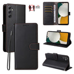 Custodia per telefono in pelle con portafoglio a 3 carte e protezione RFID, con texture litchi., For Samsung Galaxy A23 4G / 5G / F23, For Samsung Galaxy A04e 4G / F04, For Samsung Galaxy A14 4G / 5G, For Samsung Galaxy A34 5G