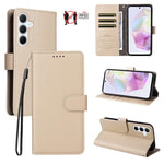 Custodia per telefono in pelle con portafoglio a 3 carte e protezione RFID, con texture litchi., For Samsung Galaxy A36 5G, For Samsung Galaxy A15 4G / 5G, For Samsung Galaxy A55 5G, For Samsung Galaxy A35 5G
