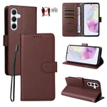 Custodia per telefono in pelle con portafoglio a 3 carte e protezione RFID, con texture litchi., For Samsung Galaxy A36 5G, For Samsung Galaxy A15 4G / 5G, For Samsung Galaxy A55 5G, For Samsung Galaxy A35 5G