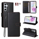 Custodia per telefono in pelle con portafoglio a 3 carte e protezione RFID, con texture litchi., For Samsung Galaxy A36 5G, For Samsung Galaxy A15 4G / 5G, For Samsung Galaxy A55 5G, For Samsung Galaxy A35 5G