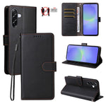 Custodia per telefono in pelle con portafoglio a 3 carte e protezione RFID, con texture litchi., For Samsung Galaxy A36 5G, For Samsung Galaxy A15 4G / 5G, For Samsung Galaxy A55 5G, For Samsung Galaxy A35 5G