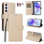 Custodia per telefono in pelle con portafoglio a 3 carte e protezione RFID, con texture litchi., For Samsung Galaxy A36 5G, For Samsung Galaxy A15 4G / 5G, For Samsung Galaxy A55 5G, For Samsung Galaxy A35 5G