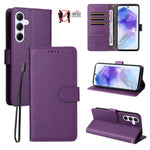 Custodia per telefono in pelle con portafoglio a 3 carte e protezione RFID, con texture litchi., For Samsung Galaxy A36 5G, For Samsung Galaxy A15 4G / 5G, For Samsung Galaxy A55 5G, For Samsung Galaxy A35 5G