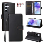 Custodia per telefono in pelle con portafoglio a 3 carte e protezione RFID, con texture litchi., For Samsung Galaxy A36 5G, For Samsung Galaxy A15 4G / 5G, For Samsung Galaxy A55 5G, For Samsung Galaxy A35 5G