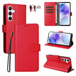 Custodia per telefono in pelle con portafoglio a 3 carte e protezione RFID, con texture litchi., For Samsung Galaxy A36 5G, For Samsung Galaxy A15 4G / 5G, For Samsung Galaxy A55 5G, For Samsung Galaxy A35 5G