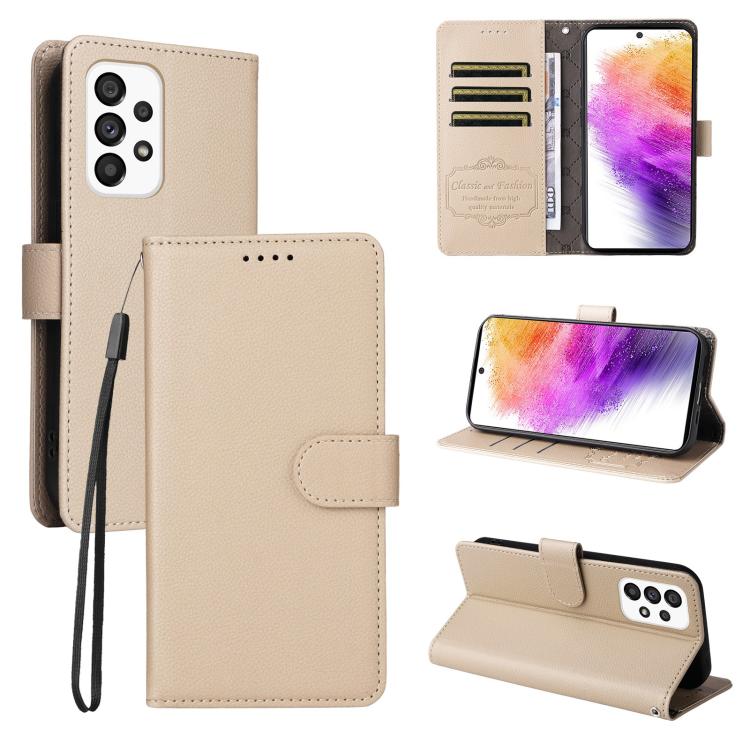 Custodia per telefono in pelle con portafoglio a 3 carte e protezione RFID, con texture litchi., For Samsung Galaxy A54 5G, For Samsung Galaxy A13 4G / 5G, For Samsung Galaxy A53 5G, For Samsung Galaxy A73 5G