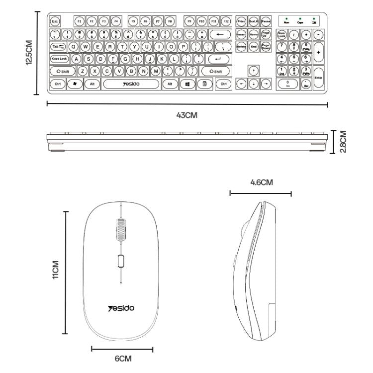 Yesido KB42 2.4G Business Wireless Keyboard Mouse Set, Arabic Version, English Version