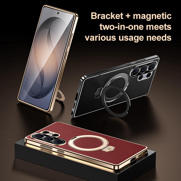 Custodia per telefono in pelle liscia con supporto MagSafe., For Samsung Galaxy S26 Ultra 5G, For Samsung Galaxy S25 Ultra 5G, For Samsung Galaxy S24 Ultra 5G, For Samsung Galaxy S23 Ultra 5G
