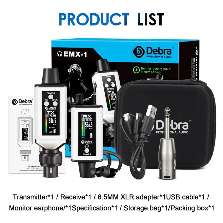 Adattatore XLR DEBRA EMX-1 per monitoraggio audio wireless