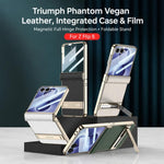 Custodia magnetica in pelle GKK integrata per telefono Triumph Phantom con supporto, For Galaxy Z Flip8 5G, For Samsung Galaxy Z Fold7 5G, For Samsung Galaxy Z Flip7 5G