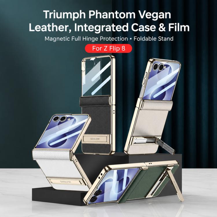 Custodia magnetica in pelle GKK integrata per telefono Triumph Phantom con supporto, For Galaxy Z Flip8 5G, For Samsung Galaxy Z Fold7 5G, For Samsung Galaxy Z Flip7 5G