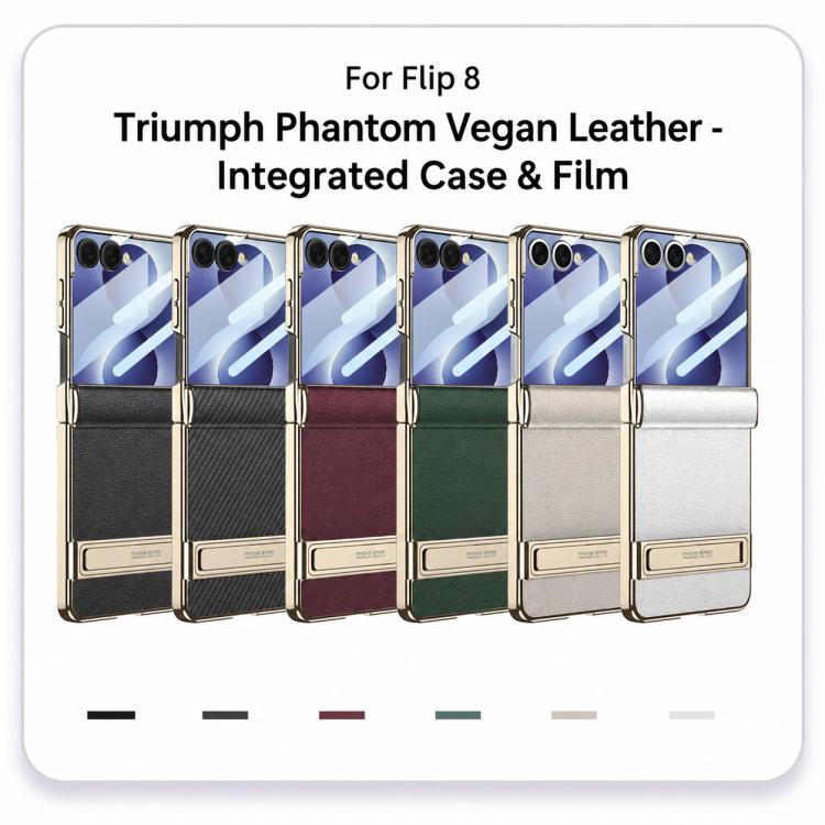 Custodia magnetica in pelle GKK integrata per telefono Triumph Phantom con supporto, For Galaxy Z Flip8 5G, For Samsung Galaxy Z Fold7 5G, For Samsung Galaxy Z Flip7 5G
