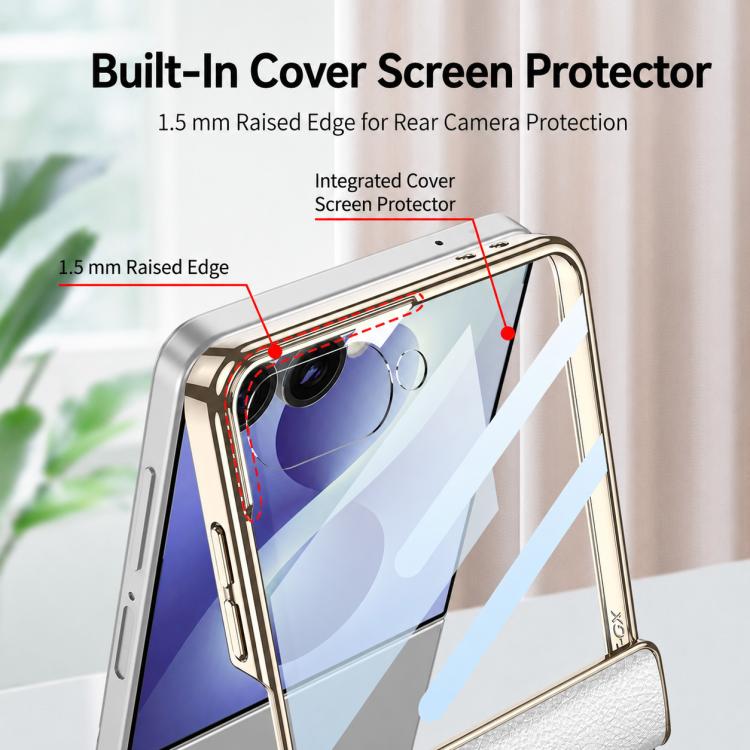 Custodia magnetica in pelle GKK integrata per telefono Triumph Phantom con supporto, For Galaxy Z Flip8 5G, For Samsung Galaxy Z Fold7 5G, For Samsung Galaxy Z Flip7 5G