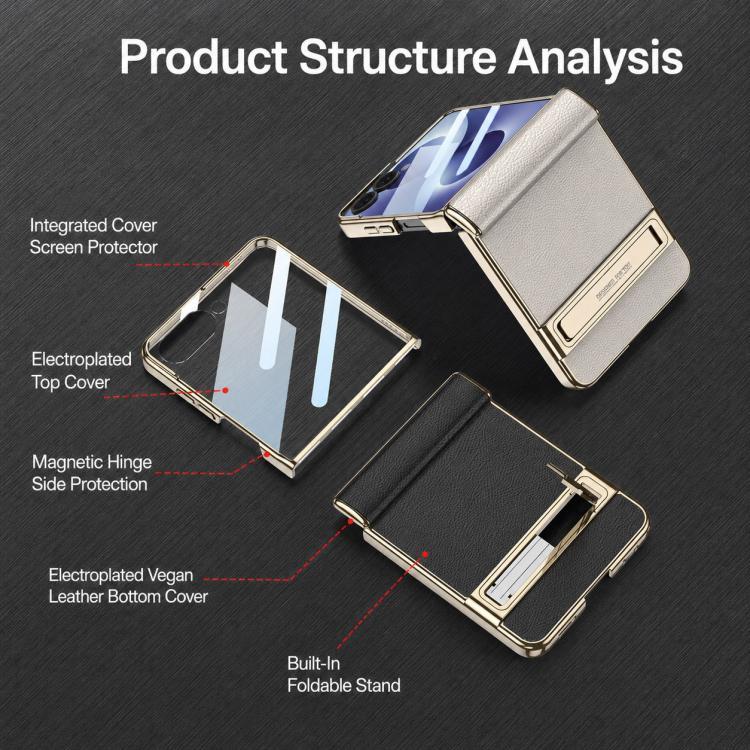 Custodia magnetica in pelle GKK integrata per telefono Triumph Phantom con supporto, For Galaxy Z Flip8 5G, For Samsung Galaxy Z Fold7 5G, For Samsung Galaxy Z Flip7 5G