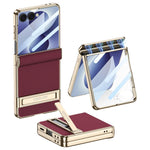 Custodia magnetica in pelle GKK integrata per telefono Triumph Phantom con supporto, For Galaxy Z Flip8 5G, For Samsung Galaxy Z Fold7 5G, For Samsung Galaxy Z Flip7 5G