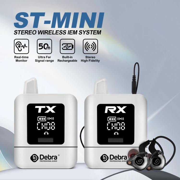 Sistema di monitoraggio wireless stereo DEBRA ST-mini 2.4G con trasmettitore e ricevitore., TX & RX
