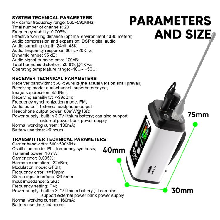 Sistema monitoraggio audio wireless portatile DEBRA EST-12