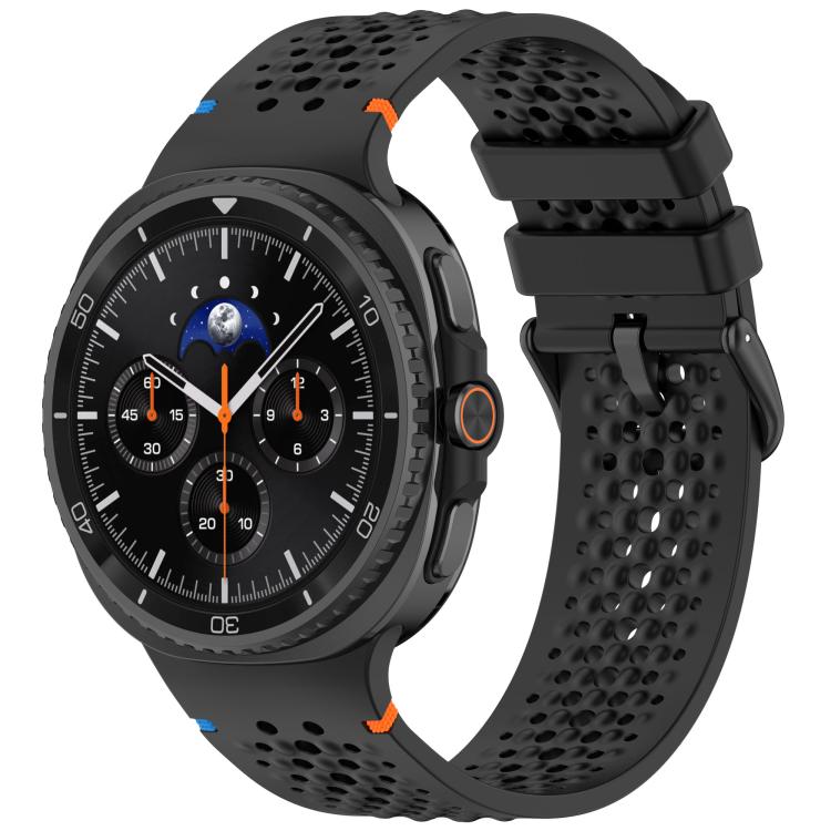 Cinturino per orologio xDfind in silicone traspirante con fibbia in lega nera e motivo a nido d'ape., For Samsung Galaxy Watch8 / Watch8 Classic
