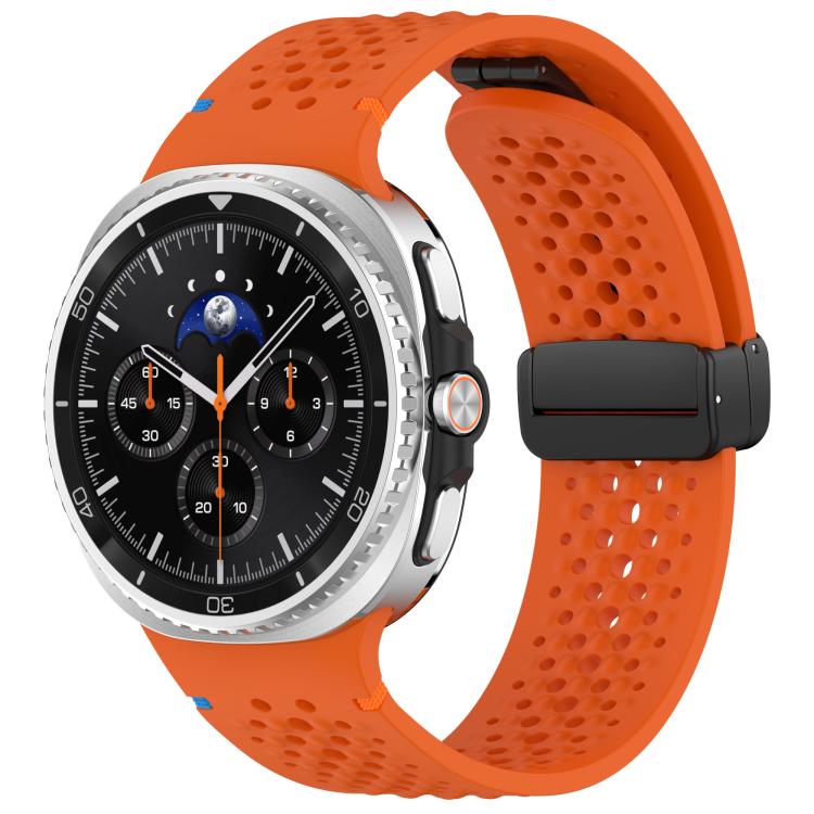 Cinturino per orologio xDfind in silicone traspirante con fibbia magnetica nera e motivo a nido d'ape., For Samsung Galaxy Watch8 / Watch8 Classic
