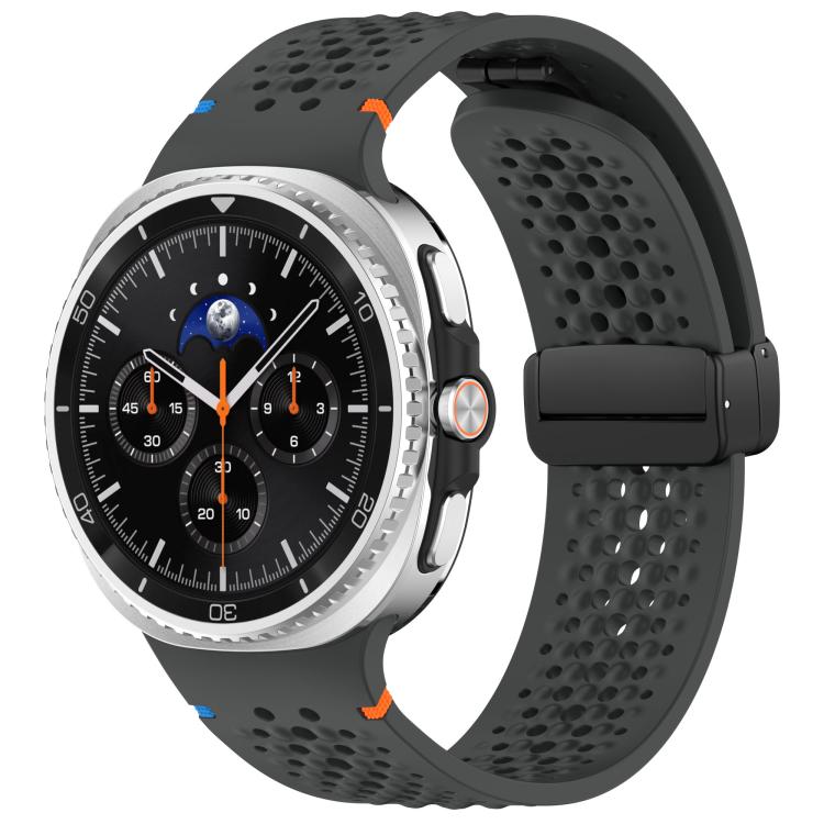 Cinturino per orologio xDfind in silicone traspirante con fibbia magnetica nera e motivo a nido d'ape., For Samsung Galaxy Watch8 / Watch8 Classic