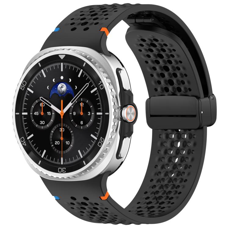 Cinturino per orologio xDfind in silicone traspirante con fibbia magnetica nera e motivo a nido d'ape., For Samsung Galaxy Watch8 / Watch8 Classic